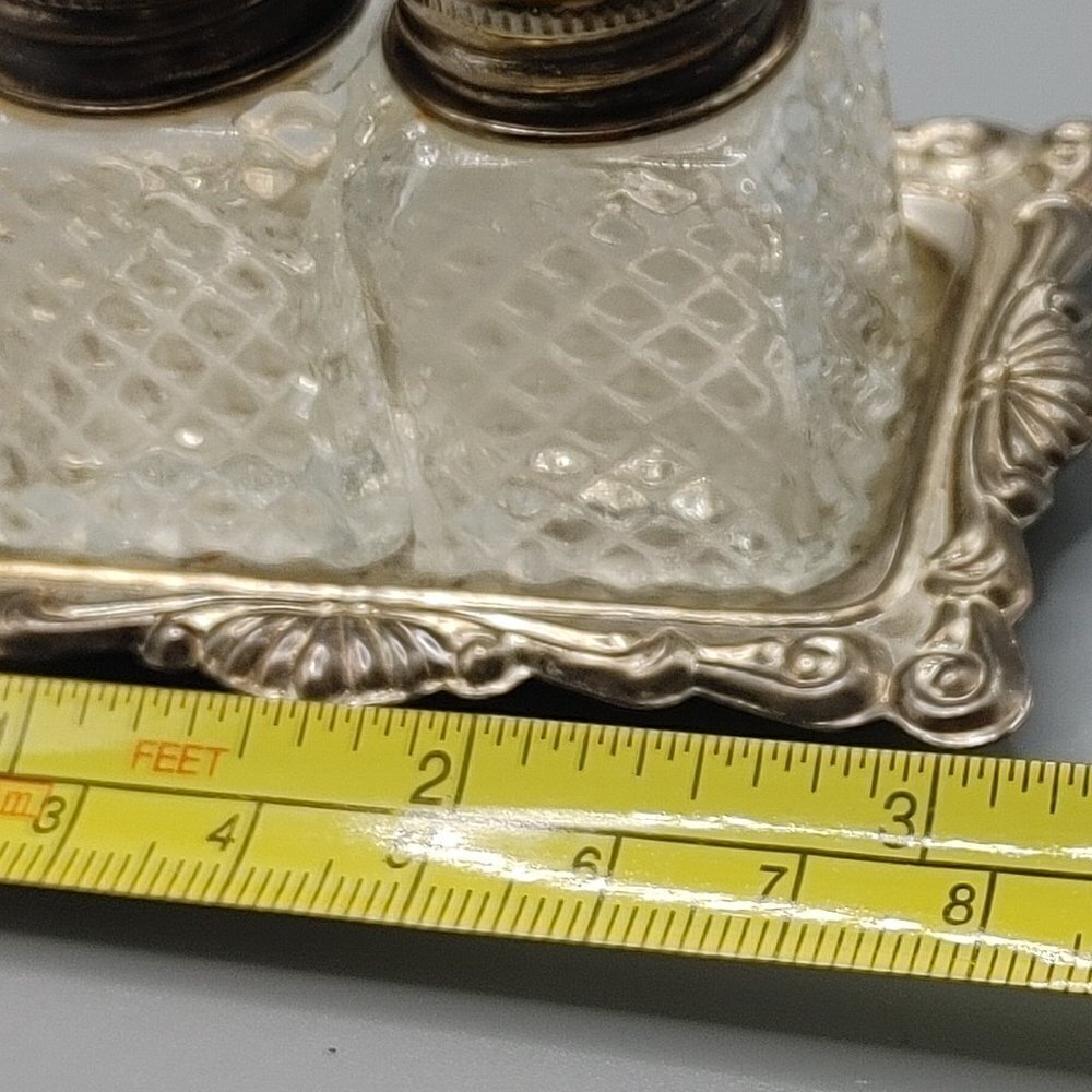 Mini Cut Glass Salt & Pepper Shakers on Tray - Picture 5 of 5